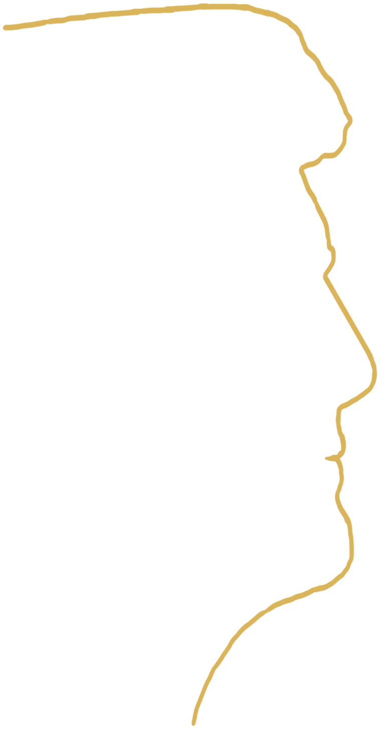 Lijntekening van het profiel van de Koning, zoals op de cover van het Roadbook